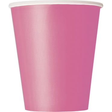 Hot Pink Solid Paper Cups Set - 9 oz Pack of 8 - Elegant & Eco-Friendly Party Drinkware - Perfect for Birthdays, Showers, & Special Celebrations
