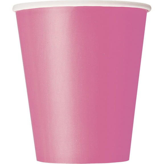 Hot Pink Solid Paper Cups Set - 9 oz Pack of 8 - Elegant & Eco-Friendly Party Drinkware - Perfect for Birthdays, Showers, & Special Celebrations