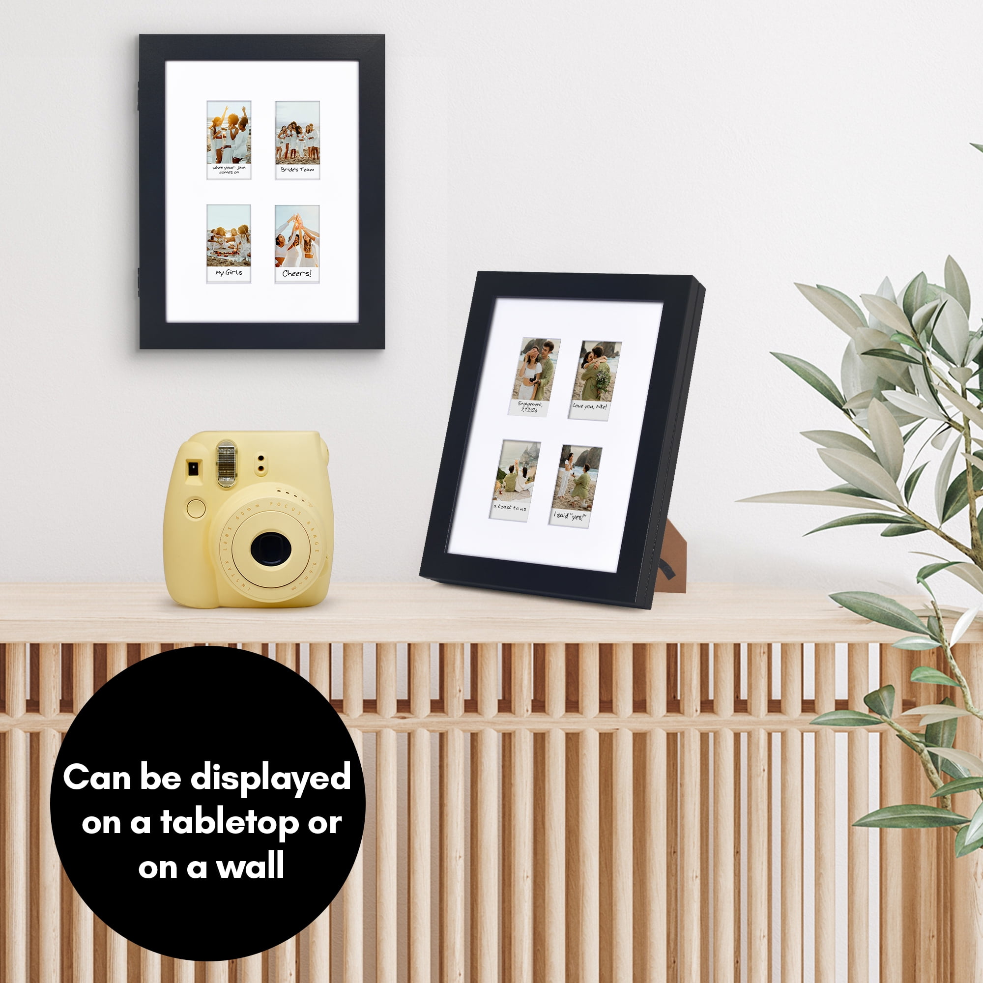 Americanflat 9x11 Picture Frame Storage with 2x3 Mat Fits Four Instant Print Photos Quick Change Frames Wall - Black