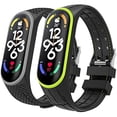 thumbnail image 1 of wonima11 2PACK Watch Bands Compatible with Mi Band 7 Fitness Tracker, Soft Silicone Adjustable Replacement Wristband Bracelet Sport Strap for Women Men, Green + Grey, 1 of 1