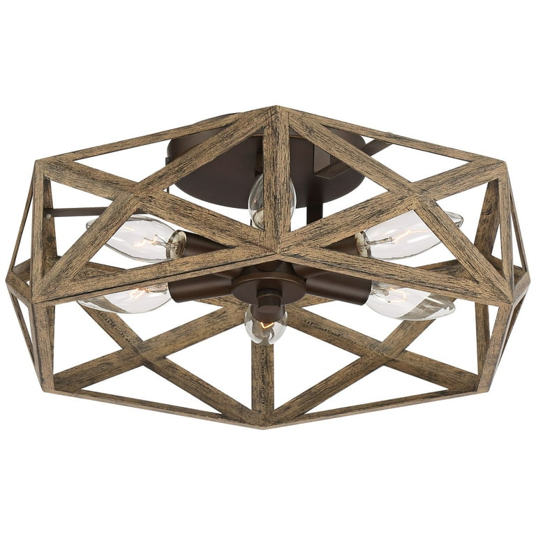 Possini Euro Design Rustic Farmhouse Ceiling Light Semi Flush