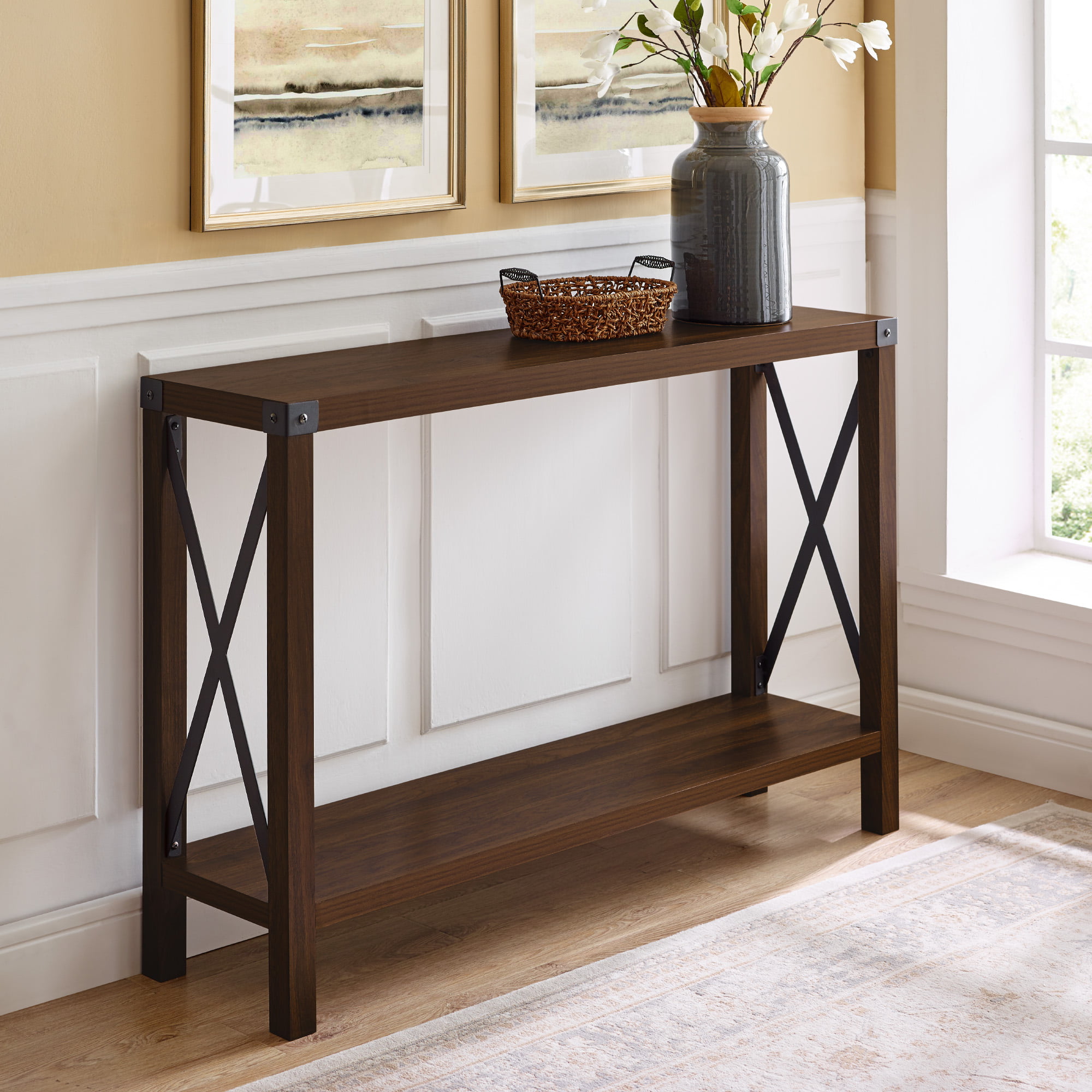 Entryway Table Console Side End Distressed Wood Display Storage Farmhouse Rustic