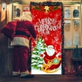 thumbnail image 4 of Cortina navideña para puerta con banderín, foto de Papá Noel y cachorro, decoración de fondo para colgar en tela, 4 of 6