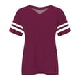 thumbnail image 4 of Bovemsi Plus Size V Neck T Shirts Women Short Sleeve Tops Casual Summer Tshirts Loose Fit Tee, Red Women's Summer Short Sleeve T-Shirts, 5XL, 4 of 4