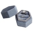 thumbnail image 4 of Ring Box Hexagonal Double Ring Box Flannel Jewelry Box With Removable Lid For Proposal Engagement Wedding And Photo Shoot Vintage Double Ring Holder Grey, 4 of 10