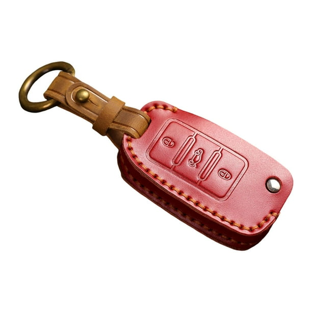 Funda protectora para llavero de vehículo con llavero suave para color rojo