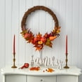 thumbnail image 3 of Nearly Natural 22" Pumpkin and Maple Artificial Autumn Wreath with 50 Warm White LED Lights, Orange, 3 of 5