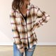 thumbnail image 4 of Blusas de otoño de estilo casual para mujer Traje de diario de corte holgado con cuello en V de un solo pecho FLhrweasw Nuevo, 4 of 7