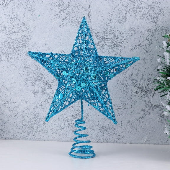 Raindrops Blue Iron Christmas Star Topper Glittering Ornament for Home and Office Decor