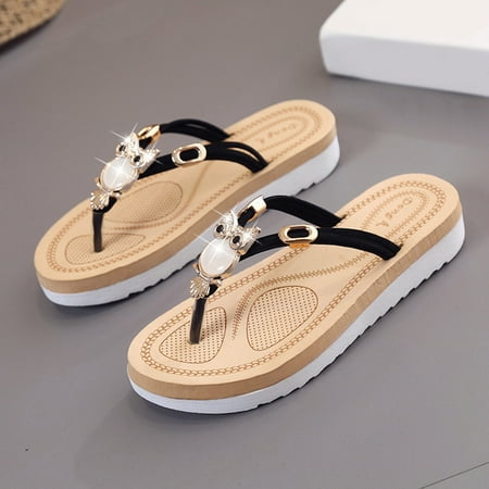 

Cathalem Womens Sandals Size 8 1/2 Flops Beach Slippers Fashion Slippers And Ladies With Thick Non-slip Circus Sandals for Women Black 9