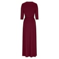 thumbnail image 6 of Efsteb Womens Long Dresses Half Sleeve V Neck Maxi Dresses For Wedding Guest Solid Color Bohemian Long Dress (Wine,XL), 6 of 6