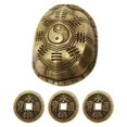 thumbnail image 1 of 1 set of Vintage Turtle Shell Decor Handcrafted Desk Ornament Unique Decor Divination Coins Brass Coin Crafts Turtle Shell Statue, 1 of 4