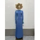 thumbnail image 3 of Vestidos largos estilo Arabia Saudita para mujer 2024 nuevos vestidos de noche musulmanes de manga larga azules abaya, 3 of 5