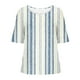 thumbnail image 5 of Tops de Lino para Mujeres Imprimir Suéter Cuello Redondo Manga Corta Superior Poliéster, Blusa de Moda Casual para la Primavera Y el Verano, 5 of 5