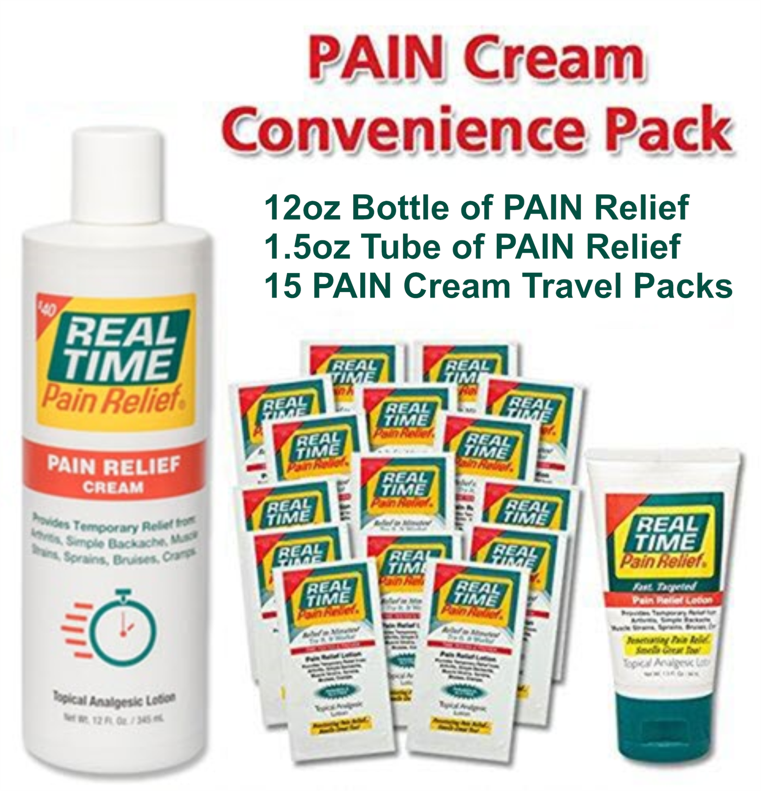 Real Time Pain Relief Pain Relief Cream, Convenience Pack