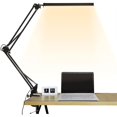 thumbnail image 1 of Lámpara LED de escritorio con abrazadera, luz de lectura regulable para el cuidado de los ojos, 3 modos de Color, lámpara de brazo oscilante, lámpara de mesa con Clip USB, lámpara de día, 1 of 4