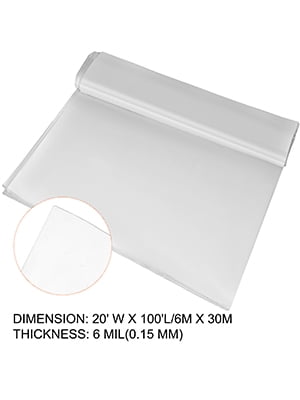 VEVOR Greenhouse Film 20 x 100 ft, Greenhouse Polyethylene Film 6 Mil Thickness, Greenhouse Plastic Greenhouse Clear Plastic Film UV Resistant, Polyethylene Film Keep Warming, Superior Strength