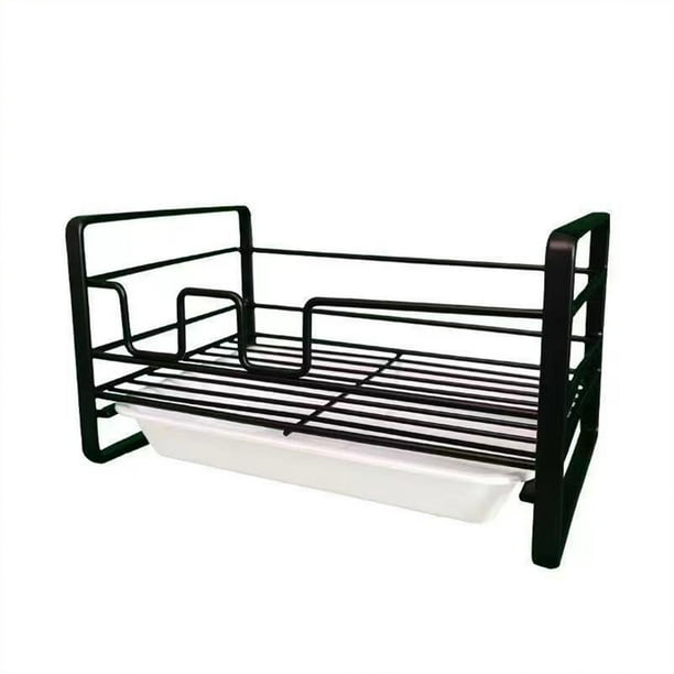 Cipaher Kitchen Sink Caddy Organizador Porta Esponjas con 2 Pegatinas Sin Uñas Almacenaje Encimera, Negro