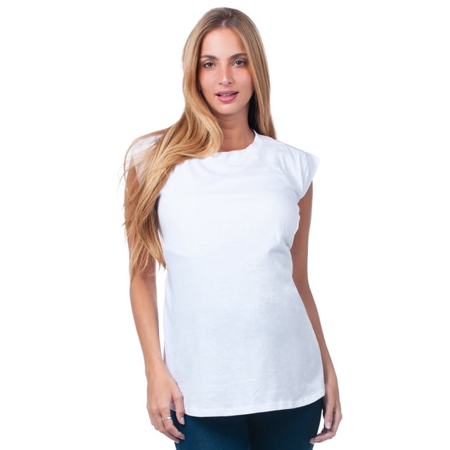 Playera Maternidad Algodón Cómoda Ropa Embarazo Playera Mujer Básica Sin Mangas Color Blanco