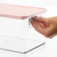 thumbnail image 6 of mDesign Deep Plastic Bathroom Storage Box with Lid/Handles, 2 Pack, Clear/Pink, 6 of 8