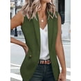 thumbnail image 4 of Chaleco Blazer Sin Mangas para Mujer, Informal, con Abertura Frontal, un Botón, Chaqueta de Verano con Bolsillos. Verde M, 4 of 6