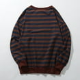 thumbnail image 4 of Weebloom Mens Sweatshirt Casual Pinstripe Long Sleeve Rib Sleeve Tops Crew Neck Blouse Sweatshirts for Men Brown M, 4 of 7