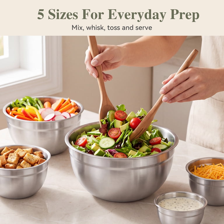 TINANA 5-Piece Stainless Steel Nesting Mixing Bowl Set photo 7