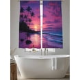 thumbnail image 5 of Summer Beach Sunset Landscape Sheer Curtains 63 Inch Long 2 Panels, Coastal Ocean Palm Tree Red Cloud Wave Light Filtering Rod Pocket Curtains, Sheer Voile Drapes for Living Room Bedroom, 52"x63", 5 of 8
