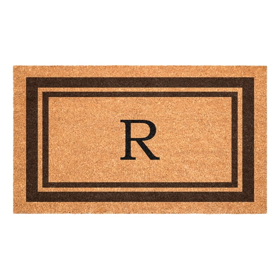 Brown Border  Monogram Doormat (Letter R)