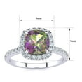 thumbnail image 4 of SuperJeweler 2 Carat Cushion Cut Mystic Topaz and Halo Diamond Ring In Sterling Silver For Women, 4 of 5