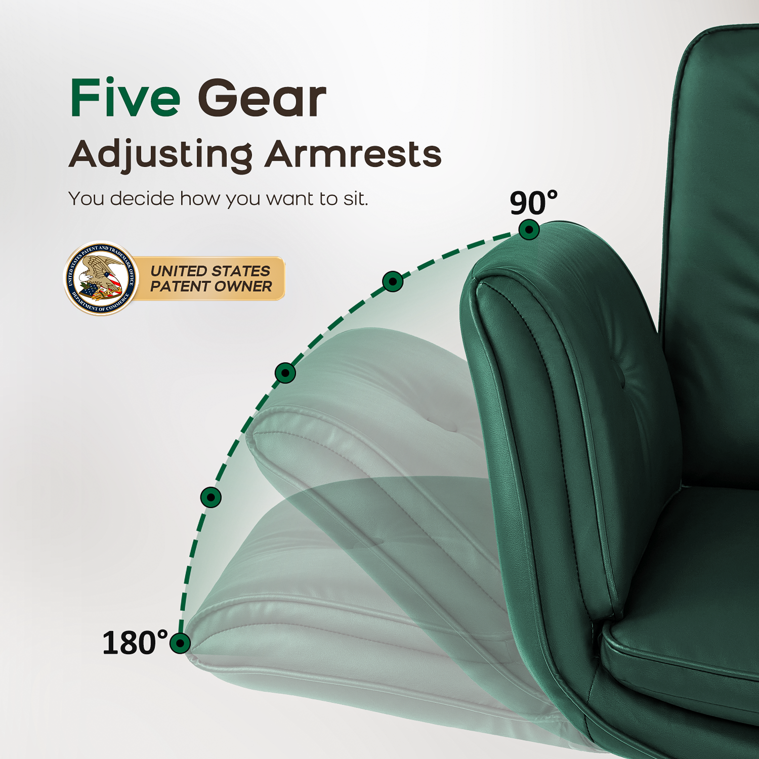 TMV Criss Cross Chair with Wheels & Armrests, Comfy Wide Vanity Chair, PU Leather Cross Legged Desk Chair, Height Adjustable Computer Office Desk Chairs for Home＆Makeup＆Bedroom，Green