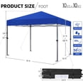 thumbnail image 3 of Songqin 10x10 1-Person Setup Pop Up Canopy Tent, Instant Portable Commercial Canopy Tent, Outdoor Gazebo with 1-Button Push, Wheeled Bag & 4 Sandbags for Home, Party & Outdoor Activities, Blue, 3 of 18