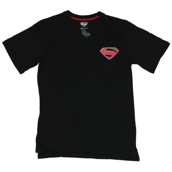 Superman (DC Comics) V-Neck Mens T-Shirt - Small Side Logo Image (Medium)