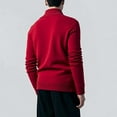 thumbnail image 4 of LpwkSSA Men's Winter Long Sleeve V-Neck Elastic Knit Sweater Thickened Warmth Casual Business Stylish Shirts Versatile Trendy Menswear Design Red XXXL, 4 of 9