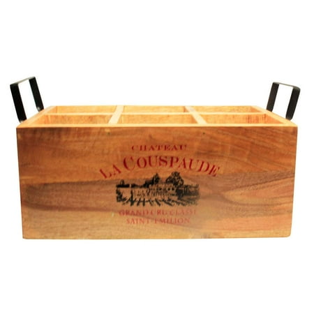 Wooden Caddy - Amber Home Goods Wellington Collection Wooden 6 Bottle Wine or Beer Soda Caddy Holder with Handles Caddy Carrier
