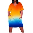 thumbnail image 2 of Robes pour Filles Grande Taille Robe pour Femmes Col en V Robes d'Été Décontractées avec Poches Manches Courtes en Solde, 2 of 6