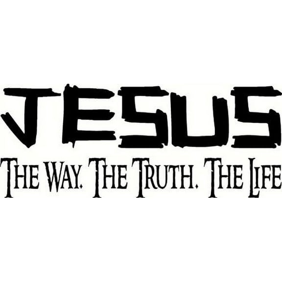 Jesus the Way the Truth the Life, Bible Verse Inspired Vinyl Wall Decal by Scripture Wall Art, 11"x22" Black,