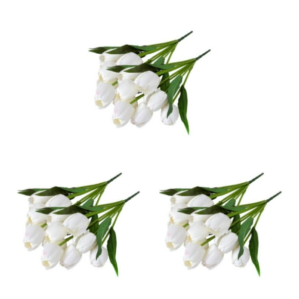 Ramo de 9 Cabezas Flores Artificiales Cateissary Tulipanes Toque Real