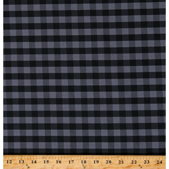 Cotton Buffalo Plaid 1/2 Inch Gray Black Checkered Striped Cotton Fabric Print by the Yard (112261)