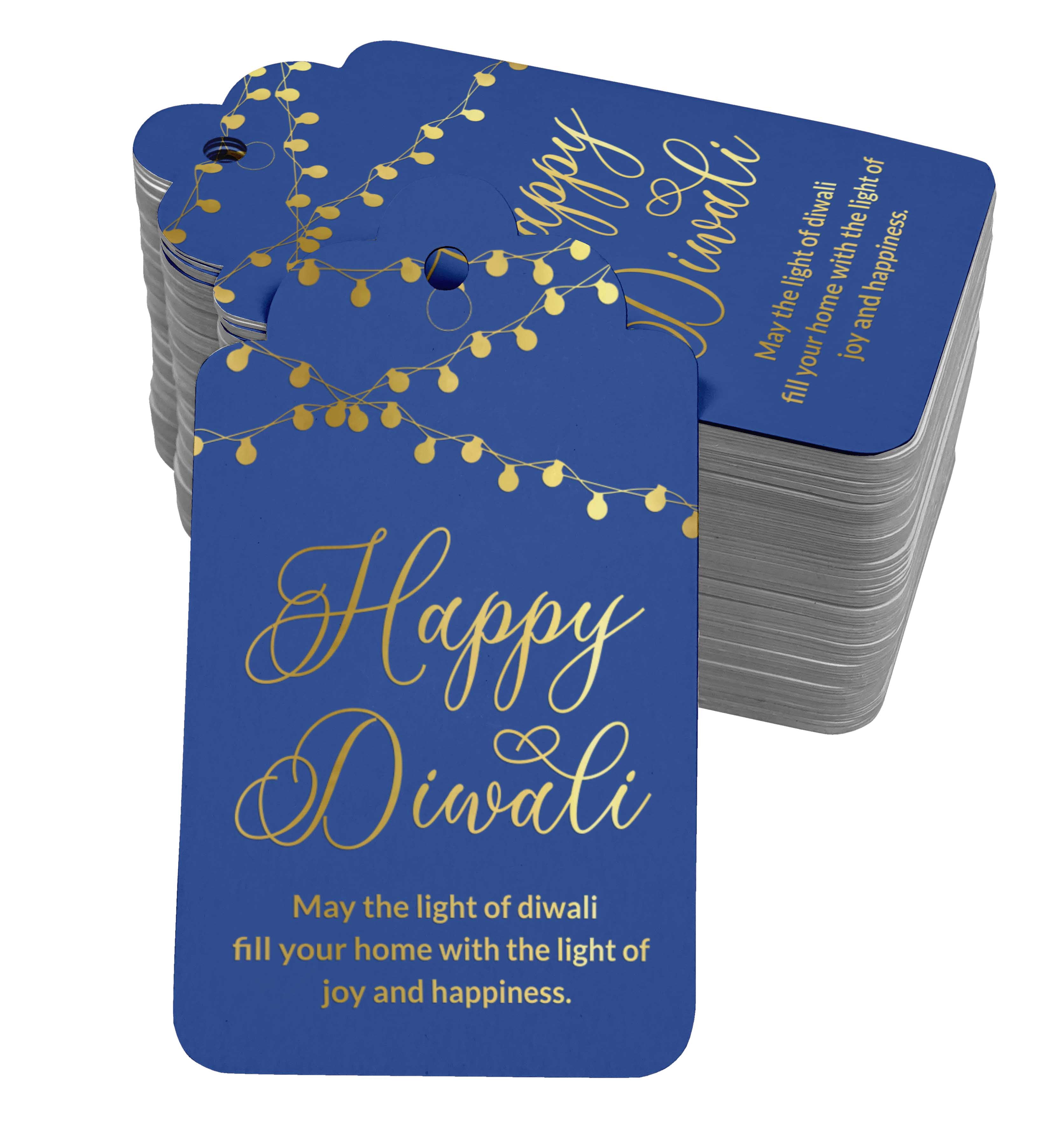 Inkdotpot Real Gold Foil Happy Diwali Tags Favor Hang Paper Tags 100 Pieces