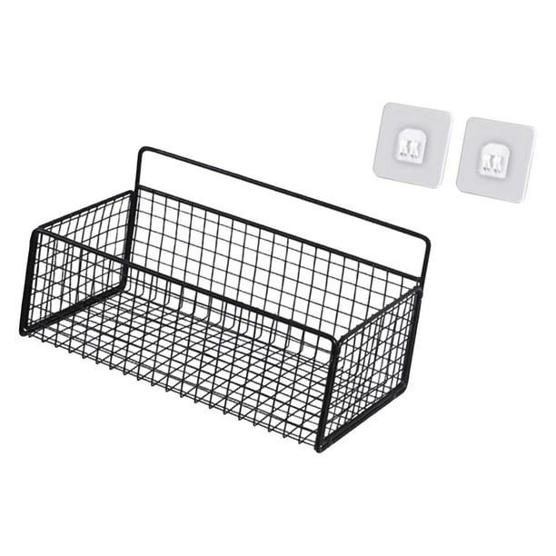 Cesta de almacenamiento para gabinete, organizador de pared colgante, estantes montados en la pared, estantes colgantes de pared M Negro con pegatina