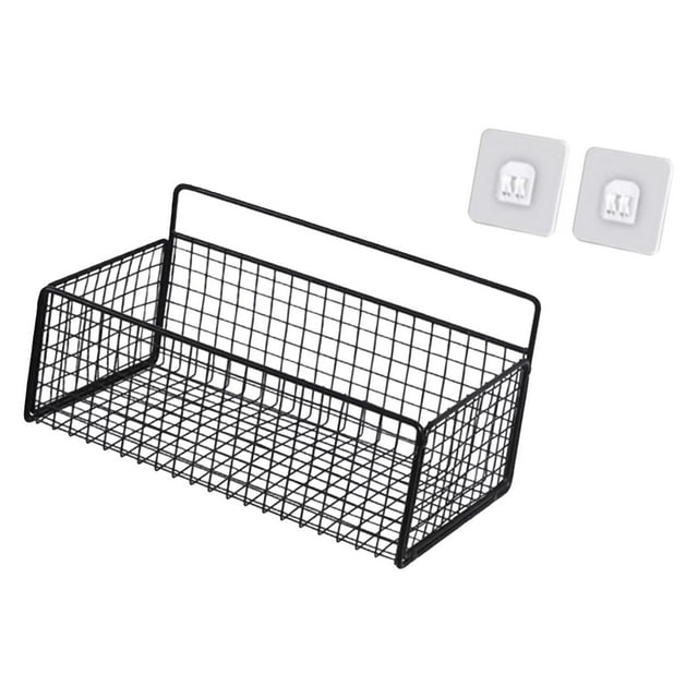 Panier de Rangement en Acier Robuste Panier Suspendu au Mur M Noir avec Autocollant
