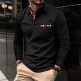 thumbnail image 2 of Siaonvr Men's and Big Men's Pique Polo Shirt Mens Long Sleeved Shirt Button Color Matching Sports Shirt Tops, 2 of 9