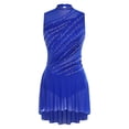 thumbnail image 4 of YiZYiF Women's Sparkly Rhinestone Figure Skating Dress Sleeveless Ballet Skirt Lyrical Dance Leotard Royal Blue S, 4 of 7