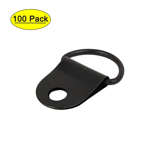 Uxcell 0.75'' x 0.51'' Black Metal D-Ring Picture Hanger Plate 100 Pack