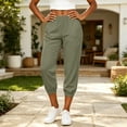 thumbnail image 5 of ZVAVZ Cotton Linen Joggers Pants for Women High Elastic Waisted Lounge Pants Lightweight Casual Travel Vacation Slacks with Pockets A-Army Green S, 5 of 9