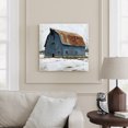 thumbnail image 2 of Wall Art Prints, Blue Brown Barn Framed Canvas Prints for Bedroom Living Room Bathroom Office, Winter Farmhouse Country Gallery Wrap Wall Art Poster for Gifts Home Decor 20"x20", 2 of 9