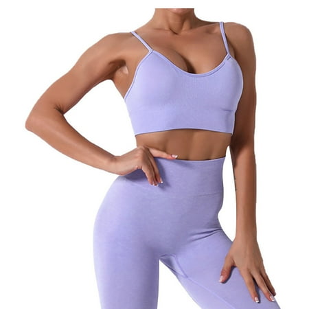 

ZXHACSJ Women s Seamless Knitting Breast Wrapping Sleep Yoga Motion Bras Purple S