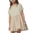 thumbnail image 1 of FAIWAD Robe d'Été à Col Rond et Manches Courtes pour Filles, Robe Patchwork Plissée Unie, Mini Robe de Tennis Athlétique, 1 of 9