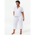 thumbnail image 2 of Joyspun Women's Woven Notch Collar Pajama Top, Sizes S to 3X, 2 of 5
